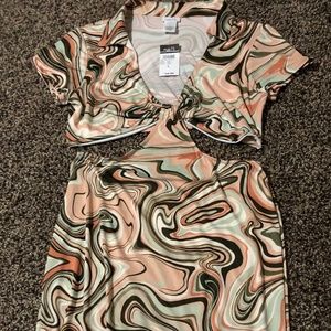 Cutout waist mini dress